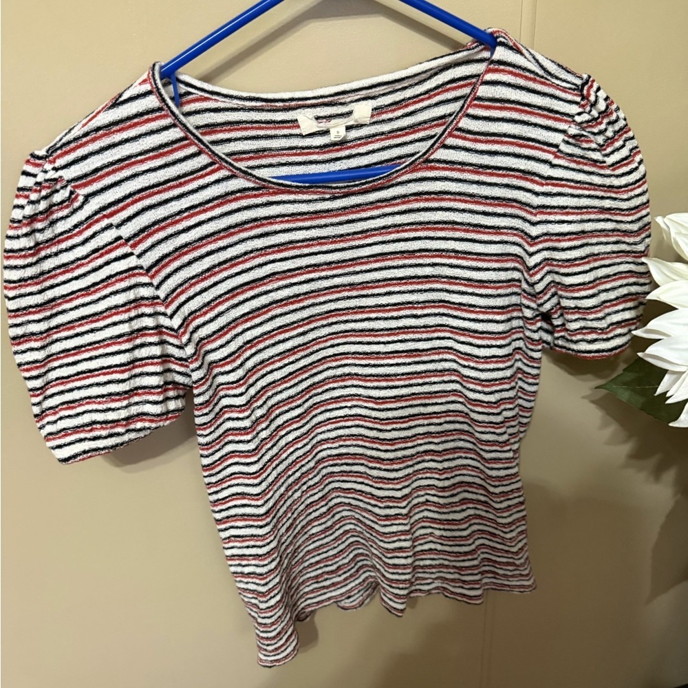 Striped Puff Sleeve Top